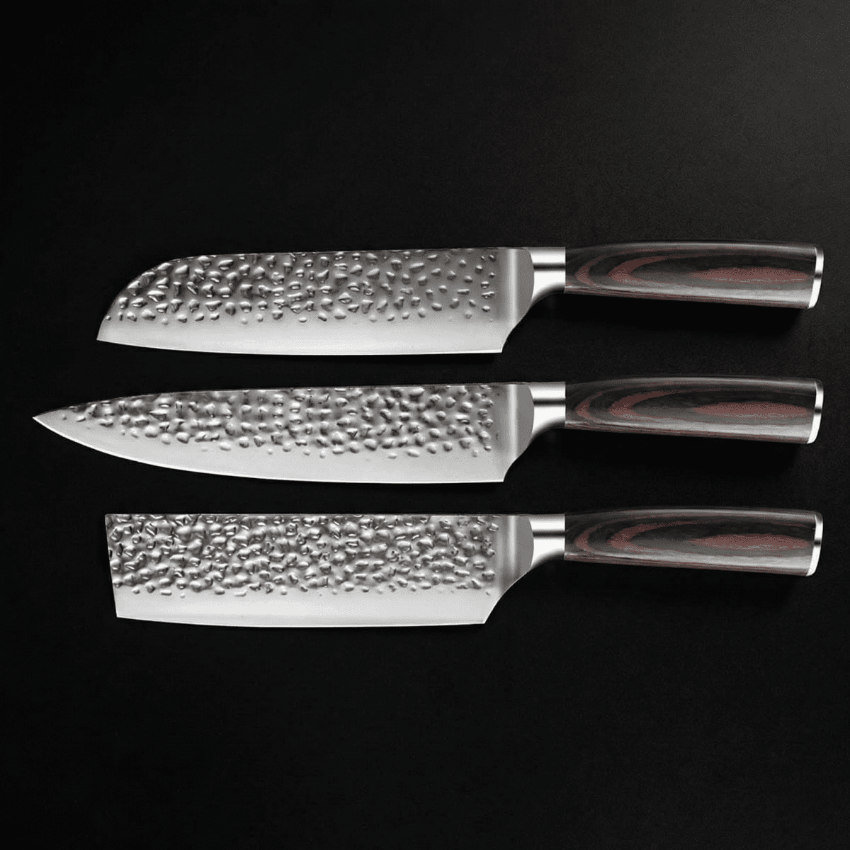 Japanilainen Vasaroitu Damascus 3-osainen Veitsisetti