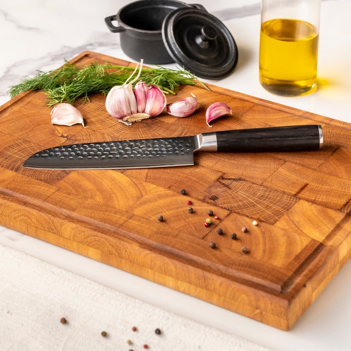 Japanilainen käsintaottu Santoku-veitsi – 18 cm tarkkuusterä
