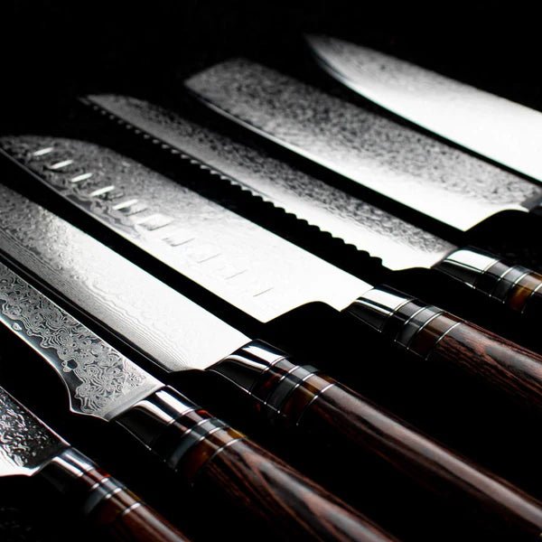 Ammattimainen japanilainen 7-osainen Damascus Master -veitsisarja