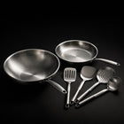 Hand-hammered titanium wok and fry pan set with utensils, PFAS-free by Okura